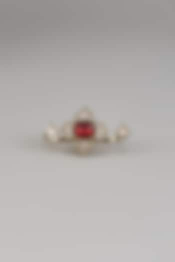 Gold Finish Red Zircon Ring by Beryachi