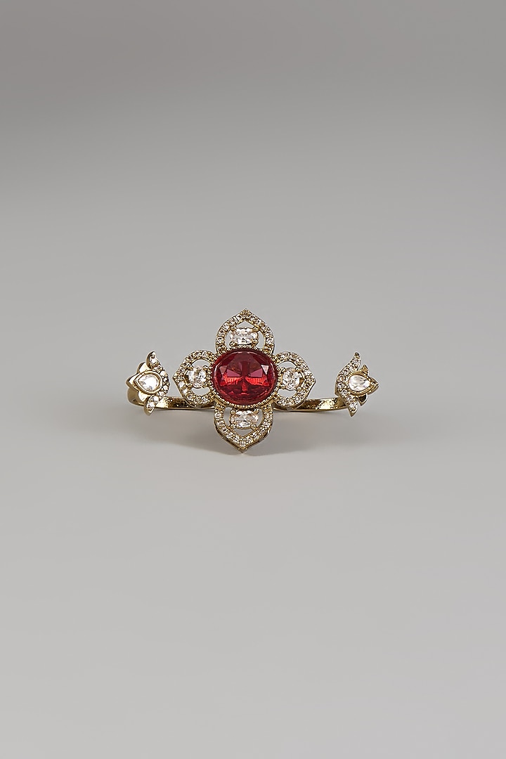 Gold Finish Red Zircon Ring by Beryachi