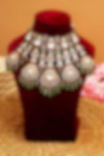 Gold Finish Kundan Polki Choker Necklace Set by Beryachi at Pernia's Pop Up Shop