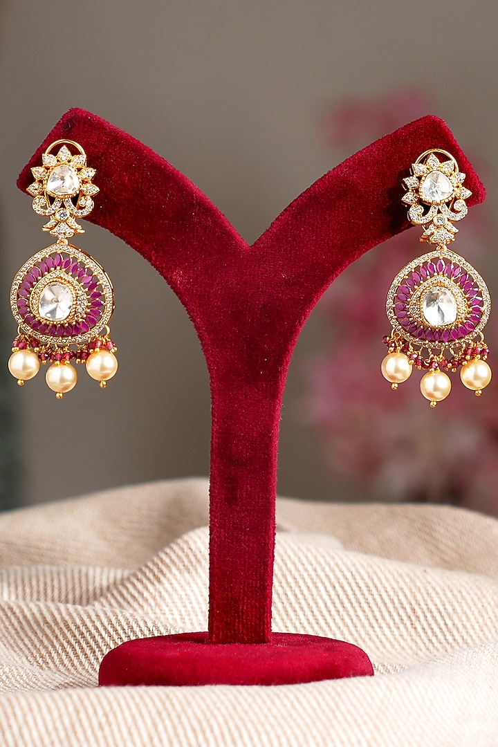 Gold Finish Ruby Kundan Polki & Pearl Choker Necklace Set by Beryachi at Pernia's Pop Up Shop