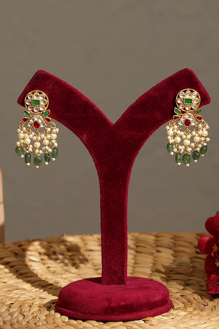 Gold Finish Pacchi Kundan Polki & Pearl Choker Necklace Set by Beryachi at Pernia's Pop Up Shop