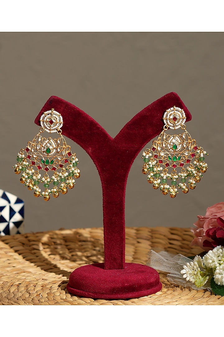 Gold Finish Pacchi Kundan Polki & Pearl Choker Necklace Set by Beryachi at Pernia's Pop Up Shop