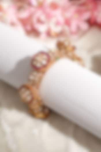 Gold Finish Pacchi Kundan Polki & Ruby Ston Openable Bangle by Beryachi at Pernia's Pop Up Shop