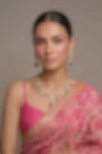 Gold Finish Kundan Polki & Green Stone Necklace Set by Beryachi at Pernia's Pop Up Shop