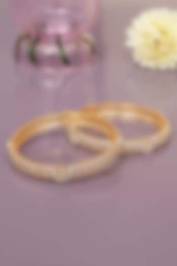 Gold Finish Diamond Bangles (Set of 2) by Beryachi at Pernia's Pop Up Shop