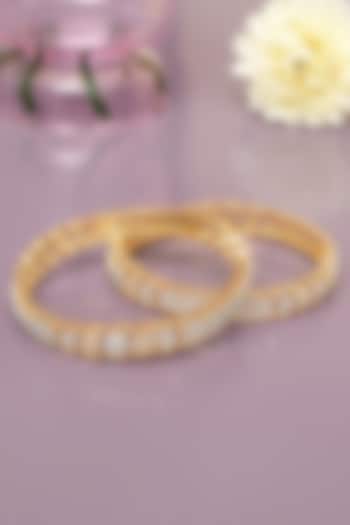 Gold Finish Diamond Bangles (Set of 2) by Beryachi at Pernia's Pop Up Shop