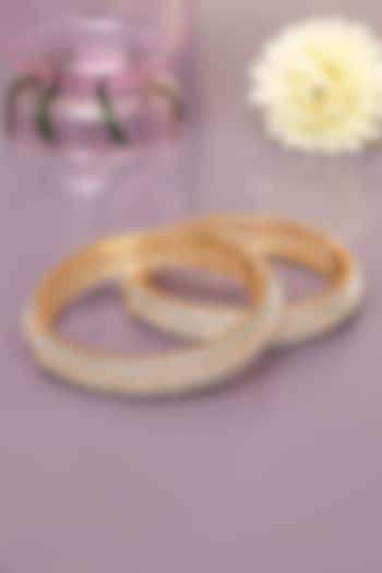 Gold Finish Diamond Bangles (Set of 2) by Beryachi at Pernia's Pop Up Shop