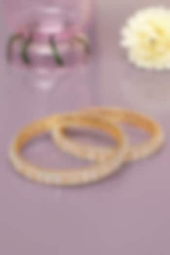 Gold Finish Diamond Bangles (Set of 2) by Beryachi at Pernia's Pop Up Shop