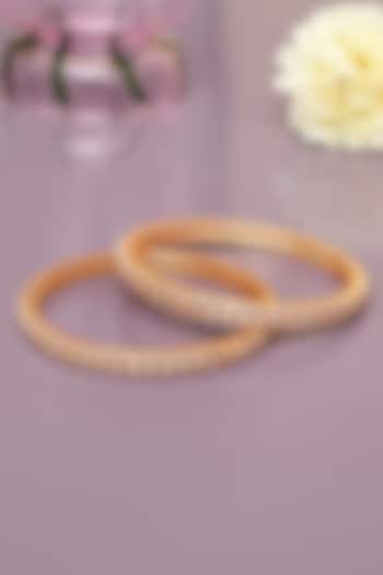 Gold Finish Diamond Bangles (Set of 2) by Beryachi at Pernia's Pop Up Shop