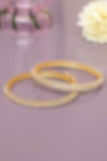 Gold Finish Diamond Bangles (Set of 2) by Beryachi at Pernia's Pop Up Shop