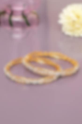 Gold Finish Diamond Bangles (Set of 2) by Beryachi at Pernia's Pop Up Shop