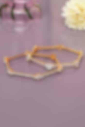 Gold Finish Diamond Bangles (Set of 2) by Beryachi at Pernia's Pop Up Shop