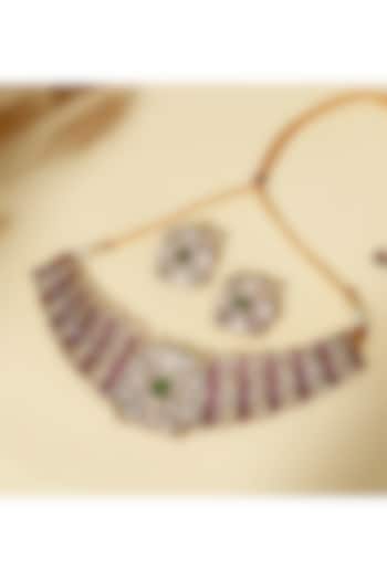 Gold Plated Ruby Stone & Kundan Polki Choker Necklace Set by Beryachi at Pernia's Pop Up Shop