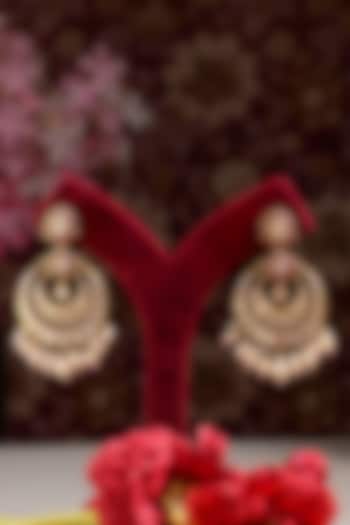 Gold Plated Kundan Polki & Ruby Chandbali Earrings by Beryachi at Pernia's Pop Up Shop