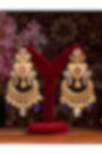 Gold Plated Kundan Polki Chandbali Earrings by Beryachi at Pernia's Pop Up Shop