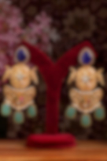 Gold Plated Kundan Polki Chandbali Earrings by Beryachi at Pernia's Pop Up Shop