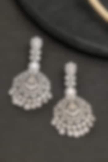 White Finish Zircon Dangler Earrings by Beryachi at Pernia's Pop Up Shop