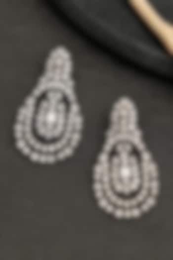 White Finish Zircon Dangler Earrings by Beryachi at Pernia's Pop Up Shop