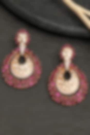 Gold Plated Ruby Stone & Kundan Polki Dangler Earrings by Beryachi at Pernia's Pop Up Shop