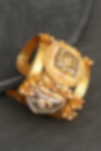 Gold Finish Kundan Polki Bracelet by Beryachi at Pernia's Pop Up Shop