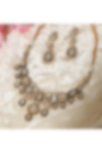 Gold Finish Kundan Polki Handcrafted Necklace Set by Beryachi at Pernia's Pop Up Shop