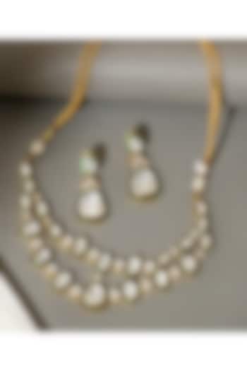 Gold Plated Kundan Polki Meenakari Layered Necklace Set by Beryachi at Pernia's Pop Up Shop