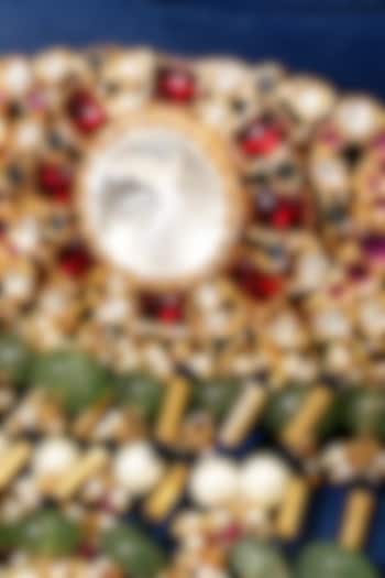Gold Plated Kundan Polki & Multi-Colored Stone Choker Necklace Set by Beryachi at Pernia's Pop Up Shop