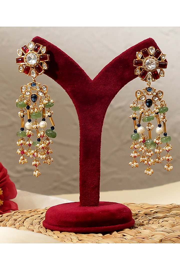 Gold Plated Kundan Polki & Multi-Colored Stone Choker Necklace Set by Beryachi at Pernia's Pop Up Shop