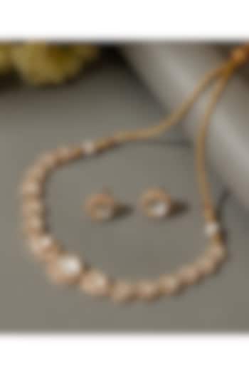 Gold Plated Moissanite Polki & Diamond Necklace Set by Beryachi at Pernia's Pop Up Shop