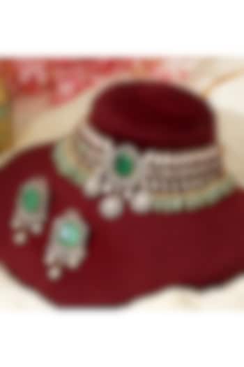 Gold Plated Kundan Polki & Mint Pearl Choker Necklace Set by Beryachi at Pernia's Pop Up Shop