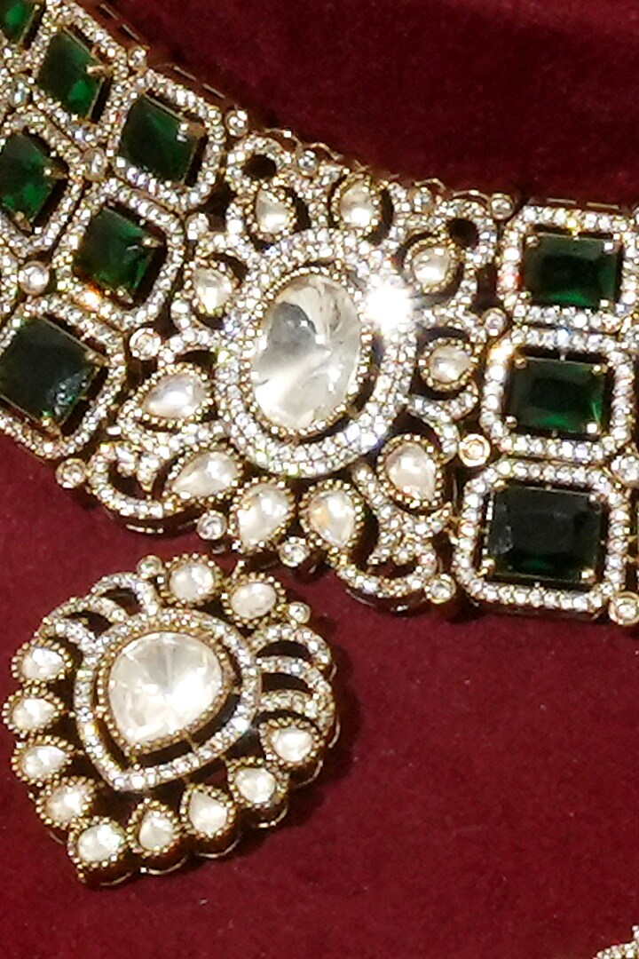 Gold Plated Kundan Polki Choker Necklace Set by Beryachi at Pernia's Pop Up Shop