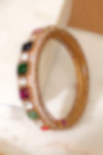 Gold Plated Kundan Polki & Navratna Stone Kada by Beryachi at Pernia's Pop Up Shop