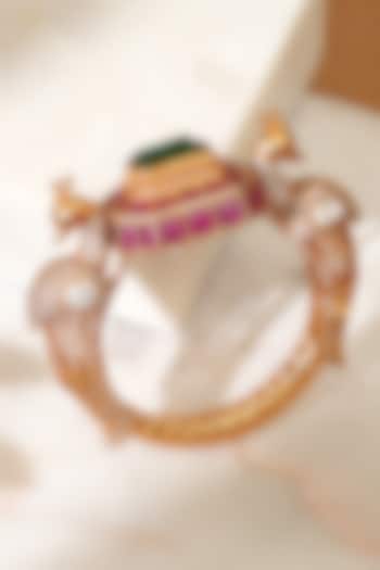 Gold Plated Ruby & Emerald Stone Kada by Beryachi at Pernia's Pop Up Shop