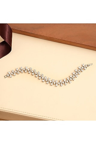 White Finish Korean Diamond Tennis Bracelet by Beryachi