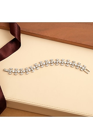 White Finish Korean Diamond Tennis Bracelet by Beryachi