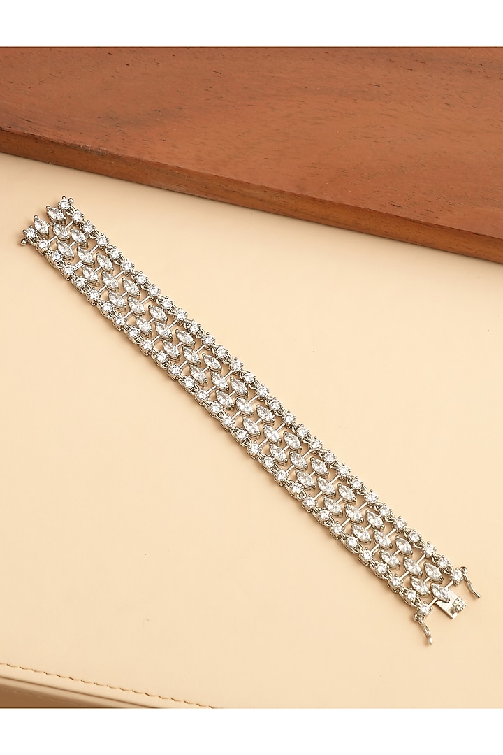 White Finish Korean Diamond Tennis Bracelet by Beryachi at Pernia's Pop Up Shop