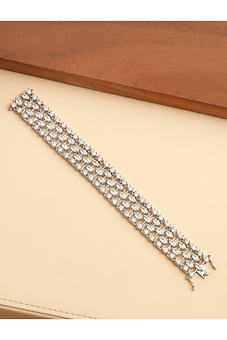 White Finish Korean Diamond Tennis Bracelet by Beryachi