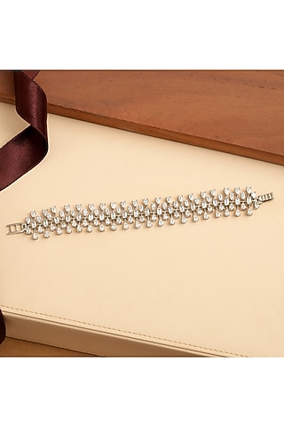 White Finish Korean Diamond Tennis Bracelet by Beryachi