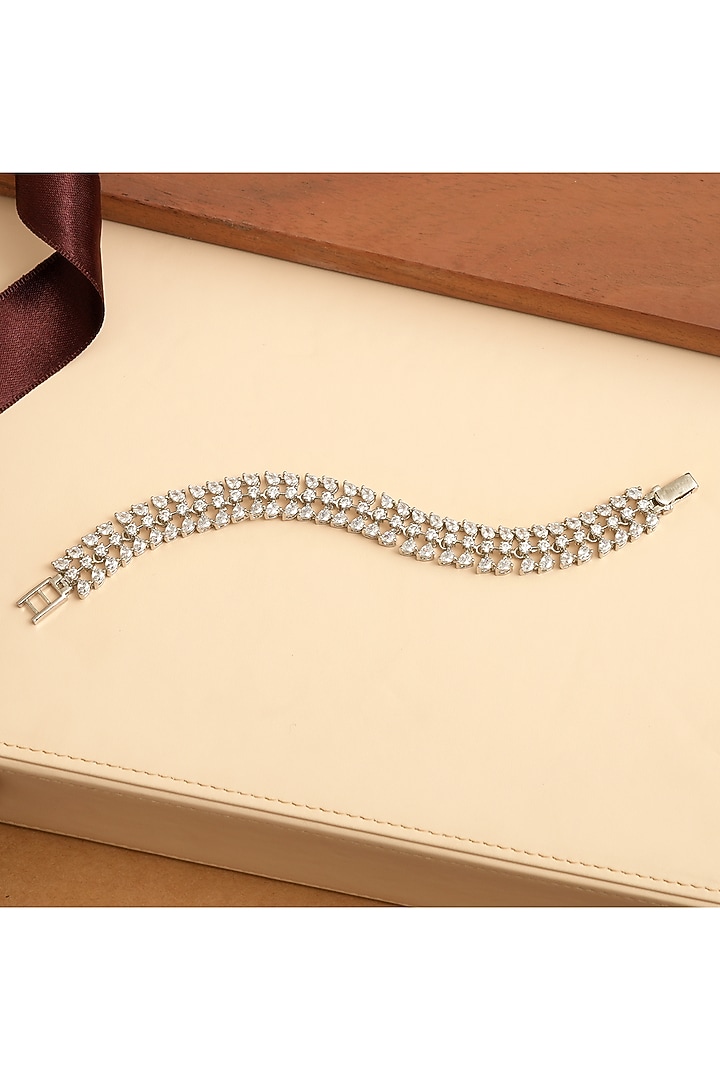 White Finish Korean Diamond Tennis Bracelet by Beryachi at Pernia's Pop Up Shop