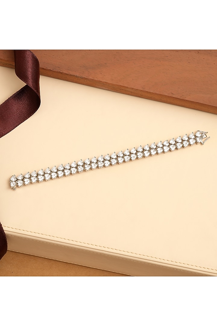 White Finish Korean Diamond Tennis Bracelet by Beryachi at Pernia's Pop Up Shop