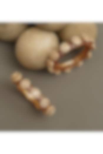 Gold Plated Kundan Polki & Ruby Stone Openable Bangles (Set Of 2) by Beryachi at Pernia's Pop Up Shop