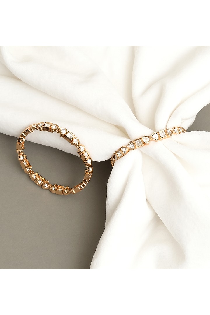 Gold Plated Kundan Polki Bangles (Set Of 2) by Beryachi at Pernia's Pop Up Shop