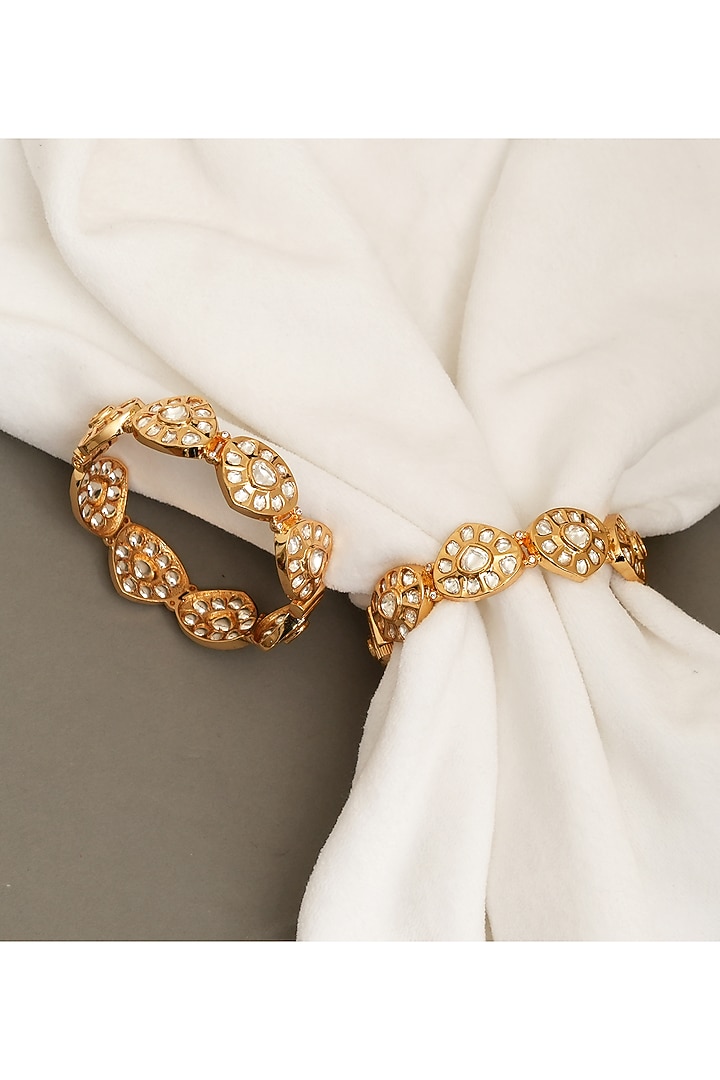 Gold Plated Kundan Polki Bangles (Set Of 2) by Beryachi at Pernia's Pop Up Shop
