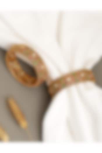 Gold Plated Multi-Colored Kundan Polki Bangles (Set Of 2) by Beryachi at Pernia's Pop Up Shop