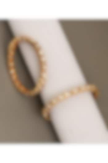 Gold Plated Moissanite Polki & Ruby Stone Bangles (Set Of 2) by Beryachi at Pernia's Pop Up Shop