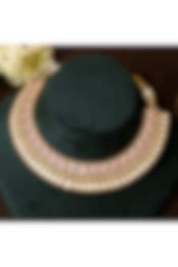 Gold Finish Multi-Colored Kundan Polki Necklace Set by Beryachi at Pernia's Pop Up Shop