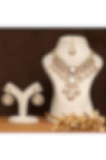 Gold Finish Kundan Polki & Meenakari Work Necklace Set by Beryachi at Pernia's Pop Up Shop