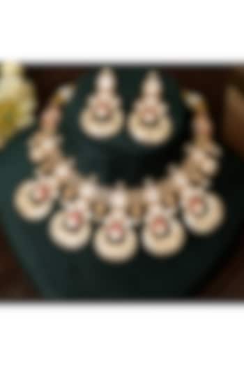 Gold Plated Kundan Polki & Meenakari Work Necklace Set by Beryachi at Pernia's Pop Up Shop