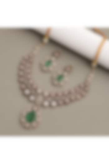 Gold Finish Ruby & Emerald Necklace Set by Beryachi at Pernia's Pop Up Shop