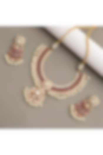 Gold Plated Kundan Polki & Ruby Necklace Set by Beryachi at Pernia's Pop Up Shop